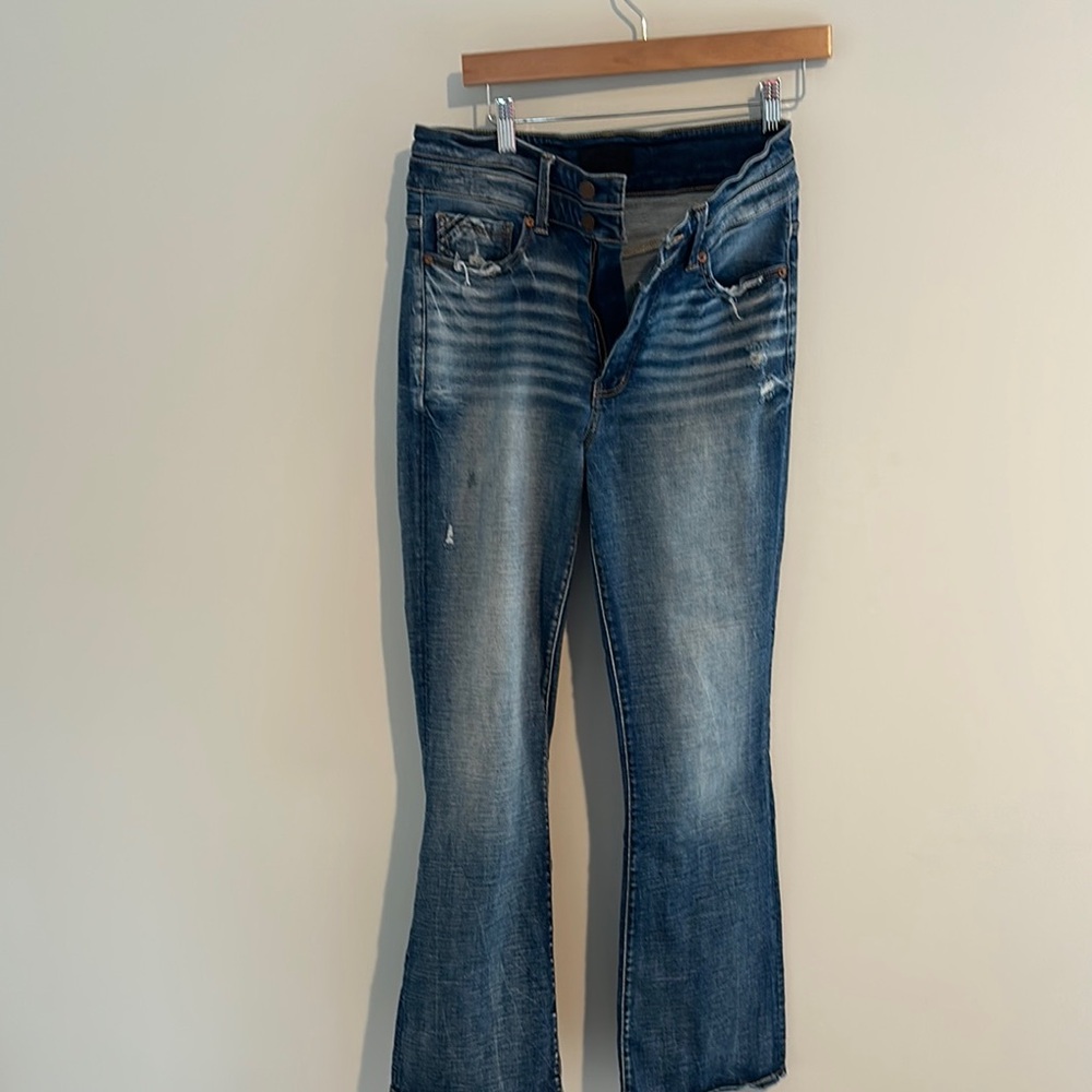 Buckle Blue Boot Cut Jeans with Vintage Wash